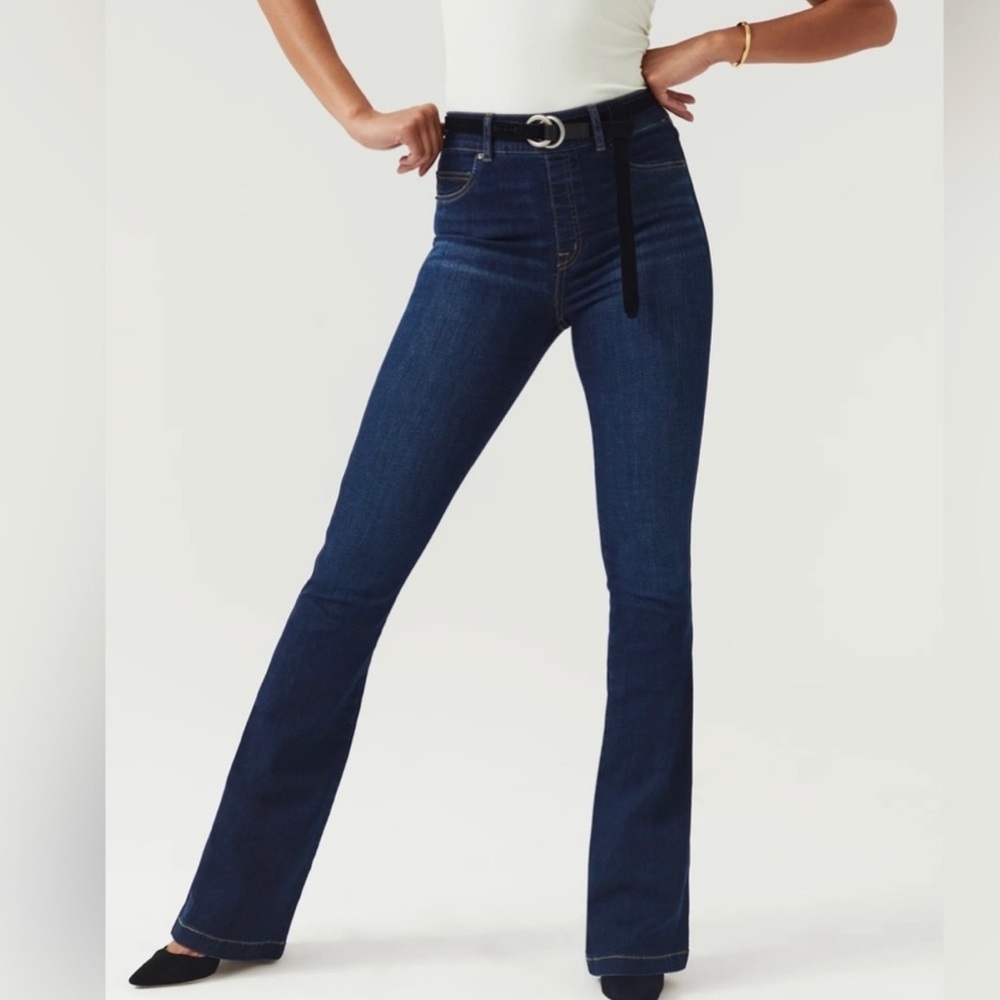 Spanx Flare Jeans, Midnight Shade, Regular, Large, inseam 32”